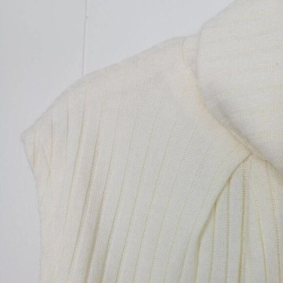 Maggy London Womens Wool Blend Ribbed Ivory Knit Sweater Dress Size 4 - Picture 5 of 14